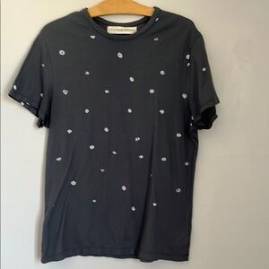 Syngman Cucala Men's Black T-Shirt with White Dots. Size XS